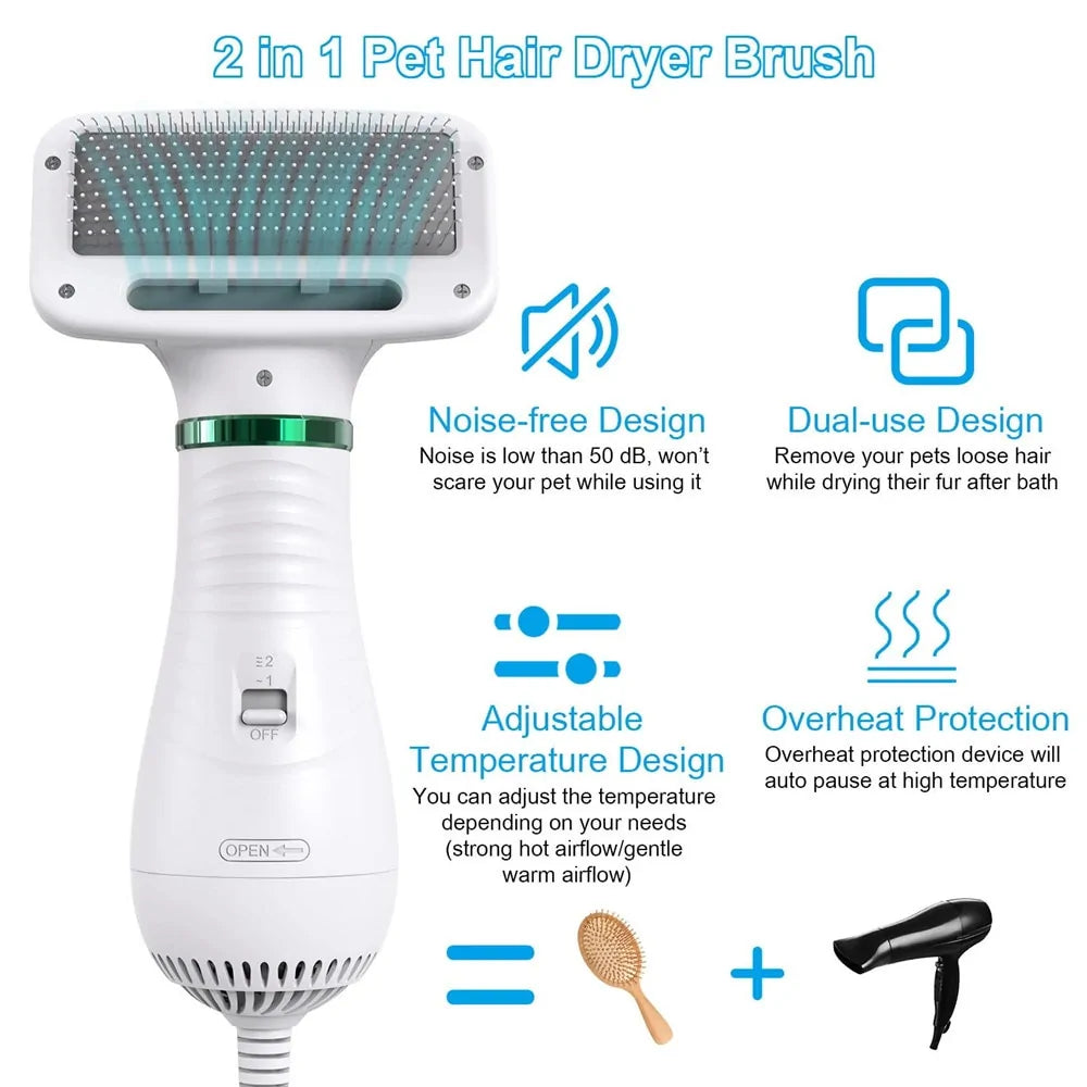 Liora Pets 2-in-1 Portable Dog Hair Dryer & Grooming Comb